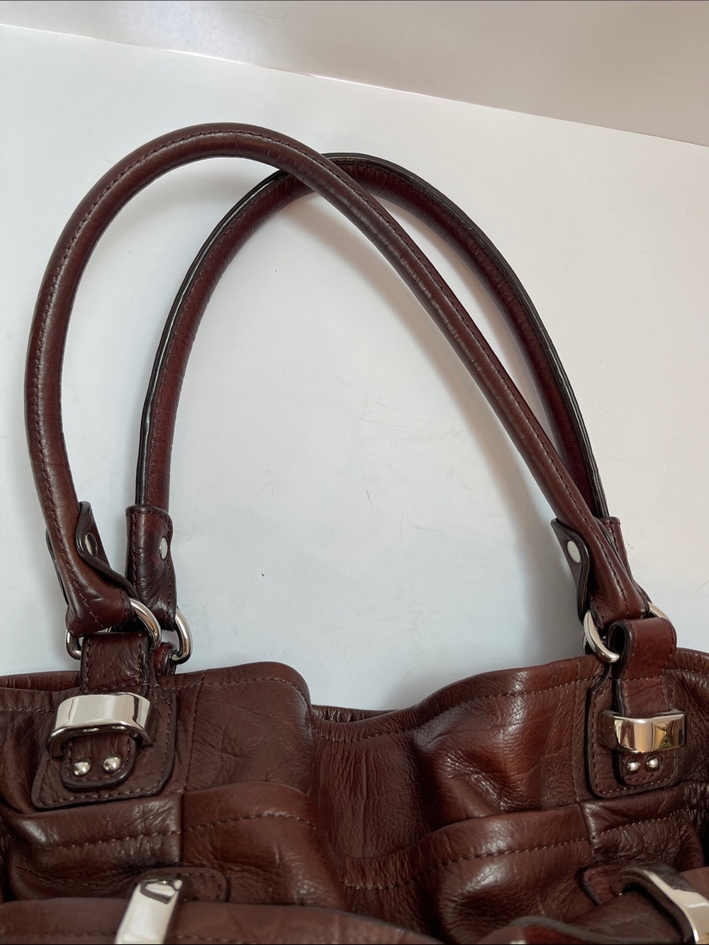 B. MAKOWSKY RICH BROWN LEATHER SHOULDER BAG WITH LEOPARD LINING - Picture 7 of 12
